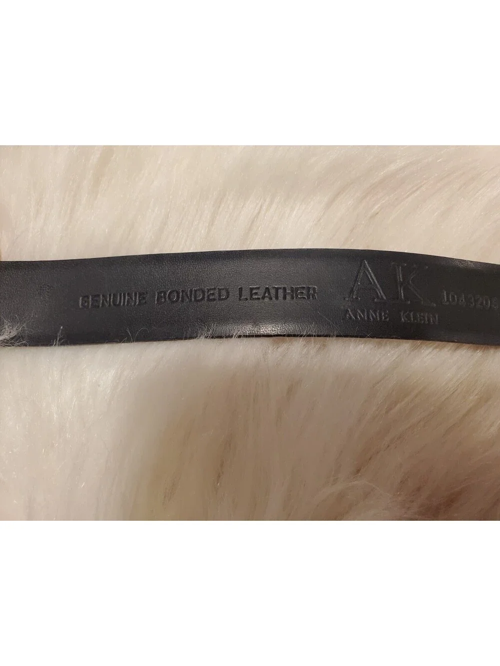 Anne Klein M/L Black Bonded Leather Belt Silver Clip Buckle Adjustable NWT